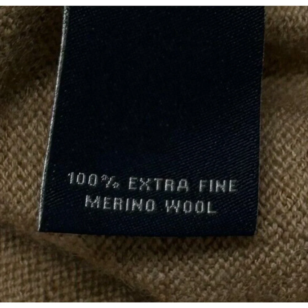 Hart Schaffner Marx Sweater Mens Large Tan Extra‎ Fine Merino Wool Long Sleeve